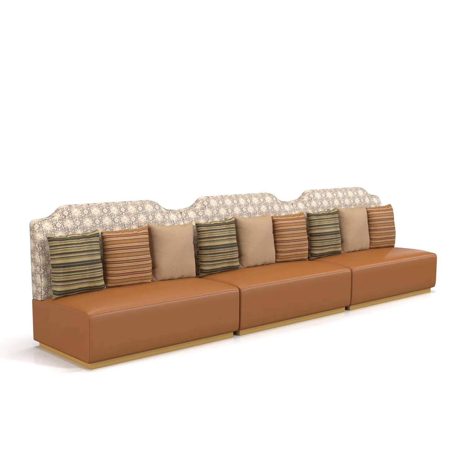 Leather And Wpholstered Banquette Sofa With Cushion PBR 3D Model_01